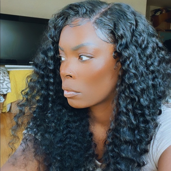 💫 100% HUMAN HAIR 22” DEEP BRAZILIAN WAVY LACE FRONT 4 x 4 FRONT PART WIG *NEW* - Picture 1 of 15